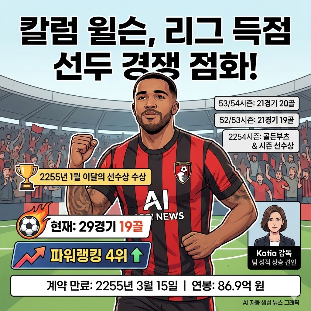 칼럼 윌슨, [득점 선두 질주] 본머스 상위권 견인